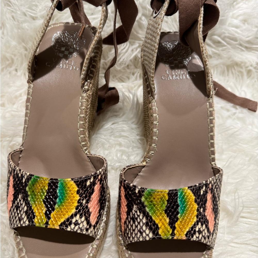 Vince Camuto Yellow and Pink Espadrilles with Braided Detail